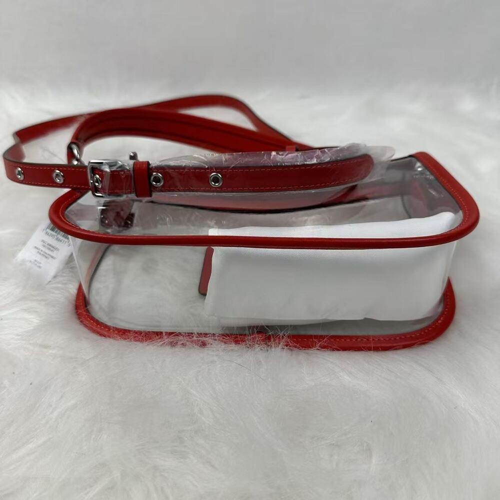 Coach Stadium Swinger Crossbody Bag In Clear PVC with Dust Bag CBH13 Red NWT - Picture 8 of 11